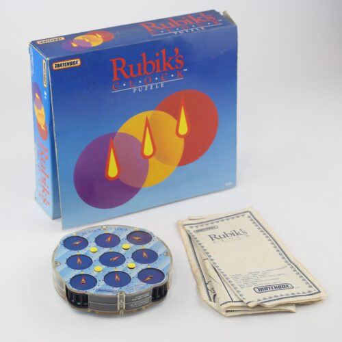 Rubiks Clock Puzzle Game with Box and Instructions - Vintage Matchbox 1988